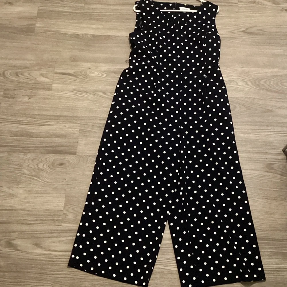 Calvin Klein Black and White Polka Dot Jumpsuit - Picture 1 of 8